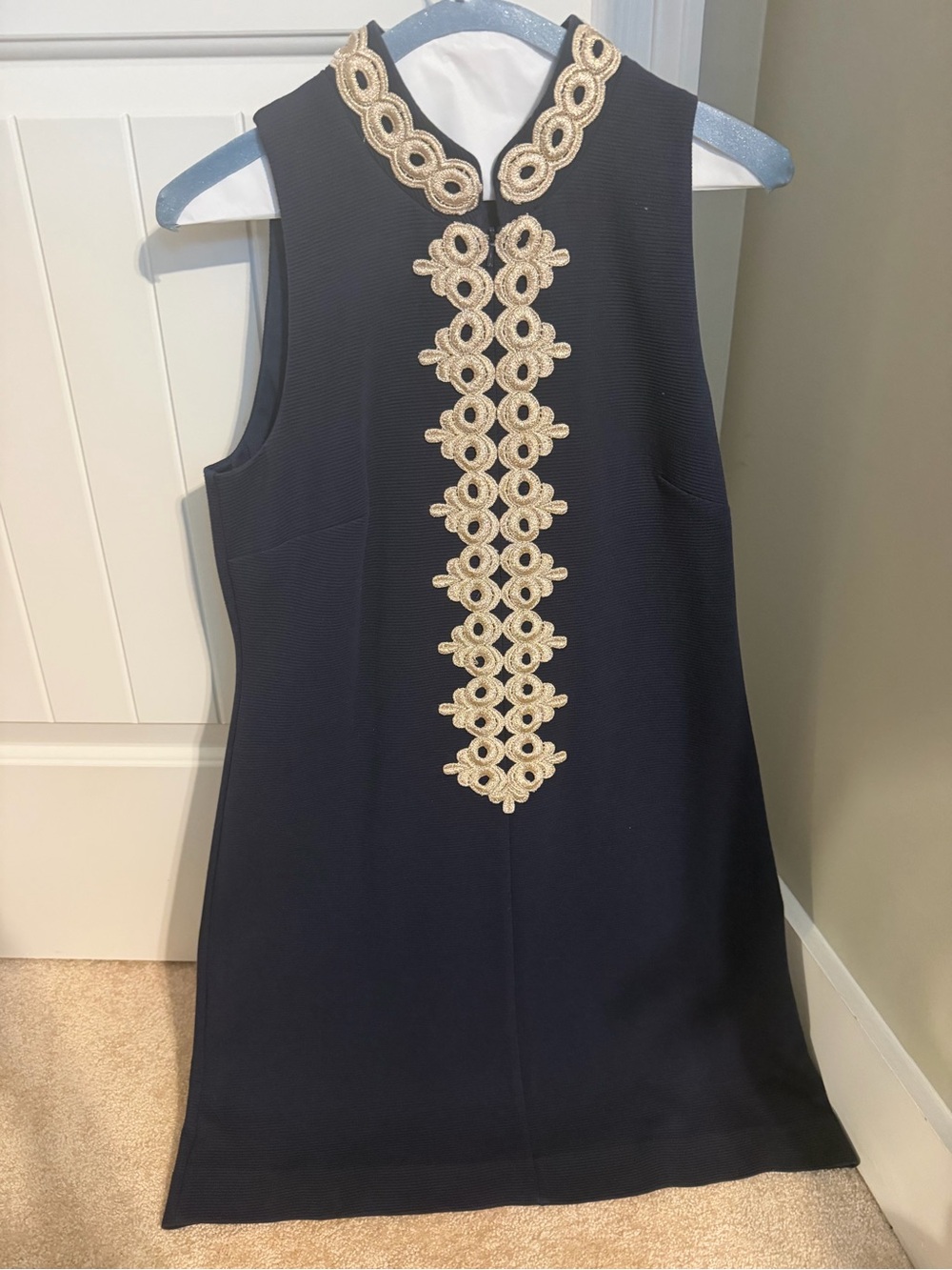 Lilly Pulitzer Navy Sleeveless Mini Dress with Gold Trim